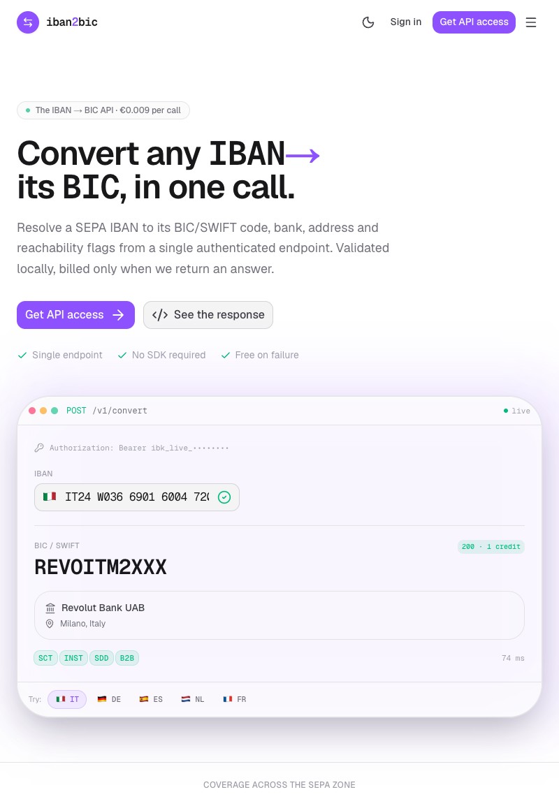 Anteprima di iban2bic